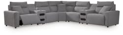 Modmax II - 7-Piece Power Reclining Sectional With 2 Audio Consoles - Salt And Pepper