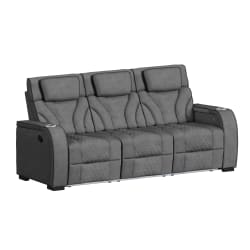 Blitz - Motion Sofa With DDT, Reading Light, Wireless Charger And LED - Simba Slate And Black Welt
