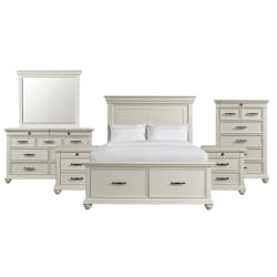 Slater - Queen Platform Storage 6 Piece Bedroom Set - White