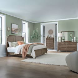 Hickory Grove - 4 Piece Bedroom Set (Queen Panel Bed, Dresser & Mirror, Chest) - Heirloom Brown