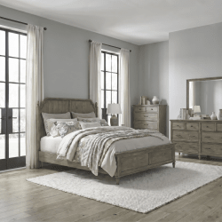 Hickory Grove - 4 Piece Bedroom Set (California King Panel Bed, Dresser & Mirror, Chest) - Heirloom Brown