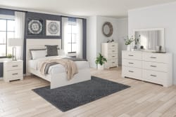 Stelsie - White - 6 Pc. - Dresser, Mirror, Full Panel Bed, 2 Nightstands