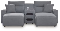 Modmax II - 3-Piece Power Reclining Sectional With Double Chaise And Audio Console - Salt And Pepper