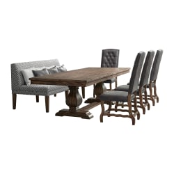 Gramercy - 6 Piece Dining Set (Table, Four Tufted Tall Back Chairs And Settee) - Chocolate