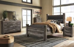 Wynnlow - 7 Pc. - Dresser, Mirror, Chest, Queen Upholstered Poster Bed - Gray
