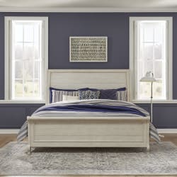 Farmhouse Reimagined - King Sleigh Bed - Antique White / Chestnut Tops