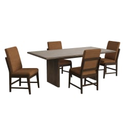 Brisbane - 5 Piece Standard Height Dining Set (Table And Four PU Chairs) - Brown