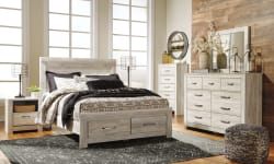 Bellaby - Whitewash - 8 Pc. - Dresser, Mirror, Queen Platform Bed with 2 Storage Drawers, 2 Nightstands