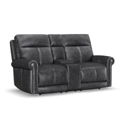 Alexander - Power Reclining Loveseat With Console, Power Headrest & Lumbar - Weathered Stone Gray