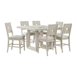 Avalanche - 7 Piece Square Counter Height Dining Set (Table And Six Chairs) - Antique White