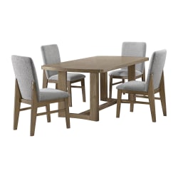 Portland - 5 Piece Standard Height Dining Set (Rectangular Table And Four Chairs) - Gray / Light Brown
