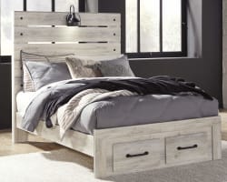 Cambeck - Whitewash - Full Panel Bed with 2 Storage Drawers