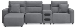 Modmax II - 4-Piece Power Reclining Sectional With LAF Press Back Power Chaise And Audio Console - Salt And Pepper