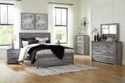 Bronyan - Queen Panel Bed - 5 Pc. - Dresser, Mirror, Chest, Queen Bed - Dark Gray