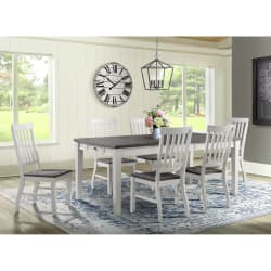 Kayla - Two Tone 7 Piece Dining Set, Table & Six Chairs - Gray / White