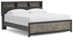 Broachmyn - King Lighted Bookcase Panel Bed - Black / Gray