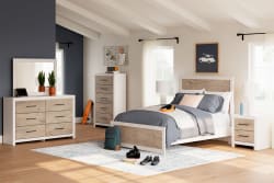 Charbitt - Two-tone - 7 Pc. - Dresser, Mirror, Chest, Full Panel Bed, 2 Nightstands
