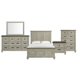 Farmington - Queen Panel 5 Piece Bedroom Set - Medium Brown And Washed Stone