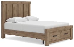 Oliandon - Queen Panel Storage Bed - Light Brown