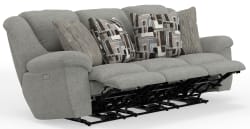 Trifecta - Power Sofa With 3 Recliners And Drop Down Table - Nature