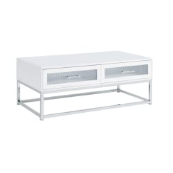 Chandra - Coffee Table With LED And Battery Pack - Glossy White