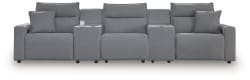Modmax II - 5-Piece Power Reclining Sectional With 2 Consoles - Salt And Pepper
