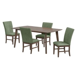 Santa Barbara - 5 Piece Standard Height Dining Set (Rectangular Table And Four Fabric Chairs) - Walnut / Avocado