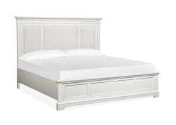 Kingston - Complete California King Panel Bed With Upholstered Headboard - Whisper White And Cerused Nutmeg