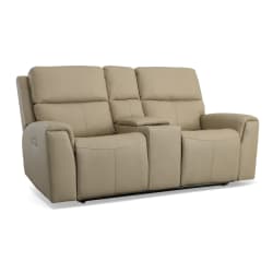 Jarvis - Power Reclining Loveseat With Console & Power Headrests - Parchment