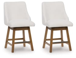 Cabalynn - Upholstered Swivel Barstool (Set of 2) - Oatmeal / Light Brown