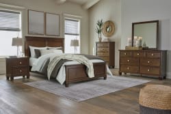 Danabrin - 5 Pc. - Dresser, Mirror, Queen Panel Bed - Brown