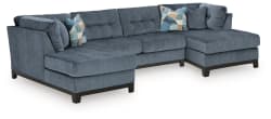 Maxon Place - 3-Piece Sectional With Double Chaise - Navy