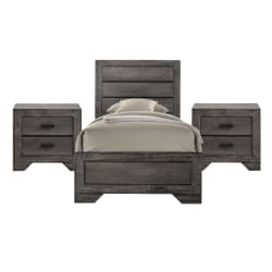 Nathan - Twin 3 Piece Bedroom Set With 2 Nightstands - Rustic Gray