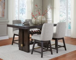 Burkhaus - 5 Pc. - Rectangular Counter Table, 4 Barstools - Dark Brown
