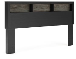 Broachmyn - Lighted King Bookcase Headboard - Black / Gray