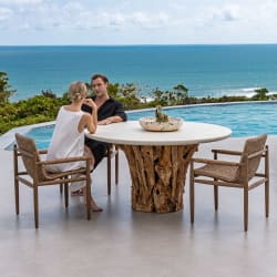 Stonewood - Indoor-Outdoor Dining Table - White / Woodtone