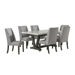 Everdeen - 7 Piece Dining Set Table With Six Chairs - Charcoal
