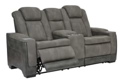 Next-Gen Durapella - Slate - Power Reclining Loveseat with Console/Adj Headrest