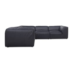Form - Classic L Modular Leather Sectional - Vantage Black