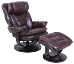 Roscoe - Swivel Pedestal Recliner And Ottoman - Mahogany