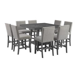Seneca - 9 Piece Counter Height Dining Set (Table And Eight Chairs) - Gray