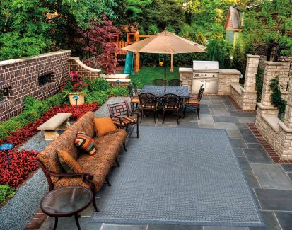 Couristan Recife Saddlestitch Champagne/Blue