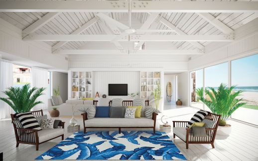 Couristan Covington Palm Leaves Blue