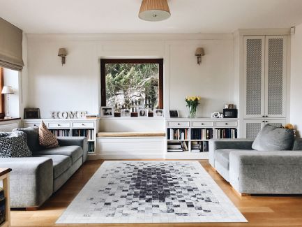 Couristan Prairie Hygee Blocks Coal/Ice Caps