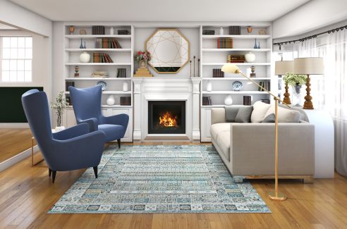 Couristan Siena Tessera Blue/Gold/Steel