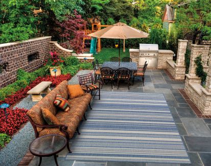 Couristan Recife Gazebo Stripe Champ/Blue