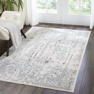 Nourison Home Silver Screen Ivory/Teal 4' x 6'