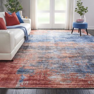 Nourison Home Safari Dreams Blue/Brick 9' x 12'