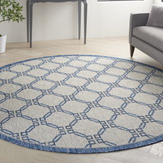 Nourison Home Country Side Ivory Blue 7’10” x Round