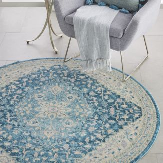 Nourison Home Tranquil Ivory/Turquoise 5'3